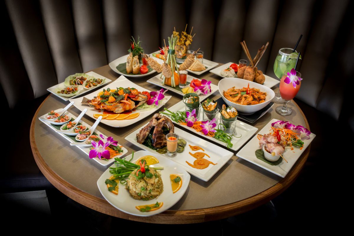 Assortment of delicious Thai food dishes.